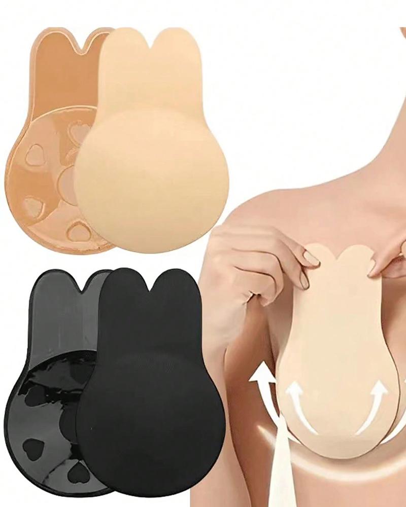 1 paire de cache-tétons d'oreille de lapin auto-adhésifs invisibles en Silicone pour lifting des seins