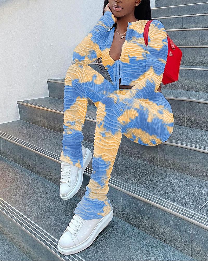 

Tie Dye Long Sleeve Pant Sets, Blue