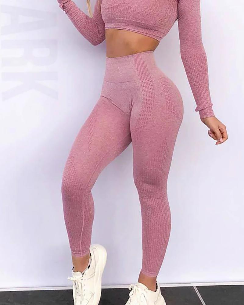 

High Elastic Fitness Sport Gym Grey Leggings Yoga Pants, Pink