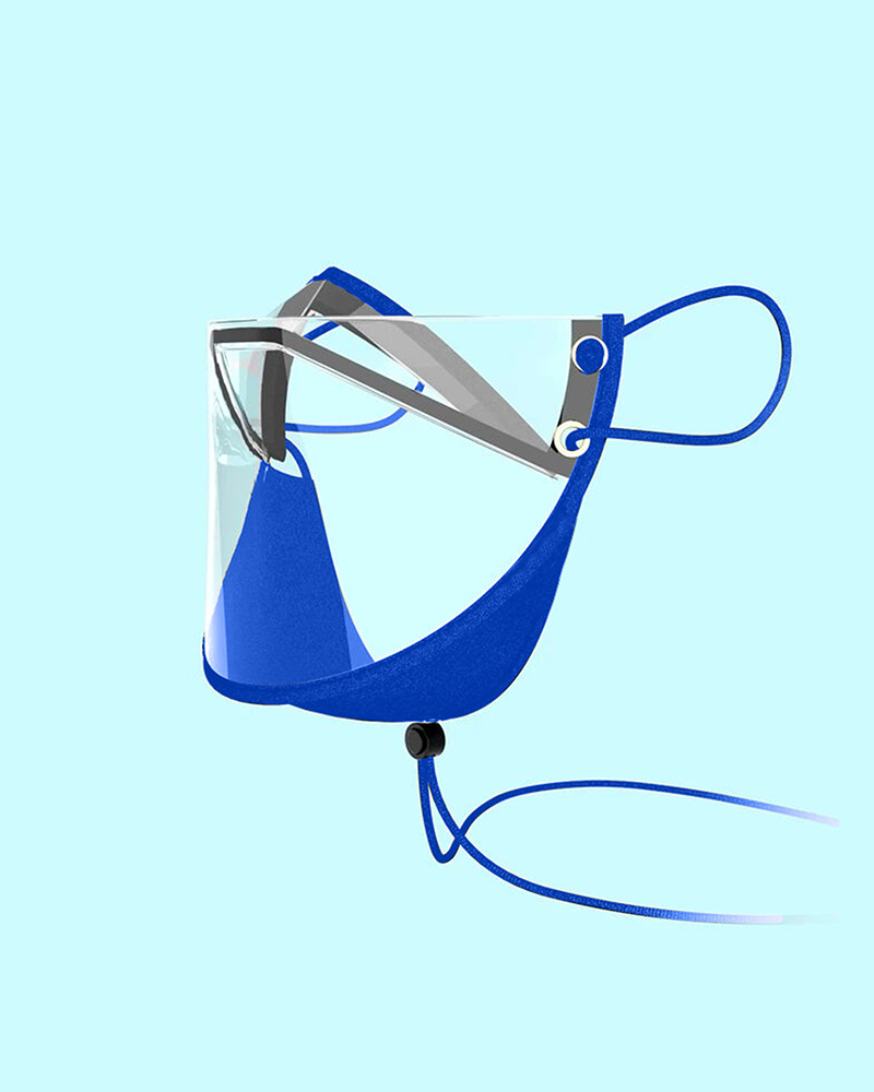 

Eyelet Adjustable Mouth Clear Window Visible Face Mask, Blue