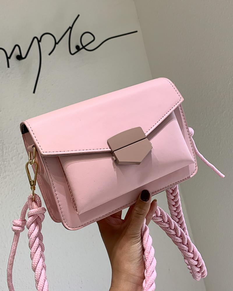 

Flap Square Plain Crossbody Bag, Pink
