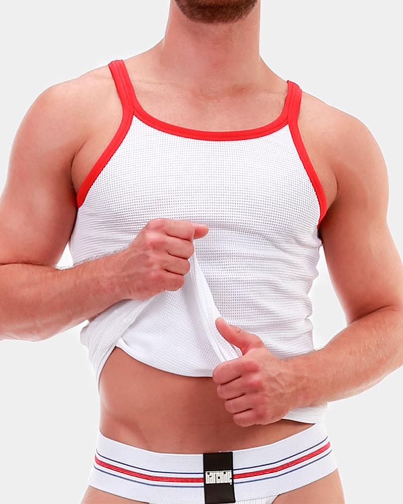 

Color Block Sling Tank Top, White