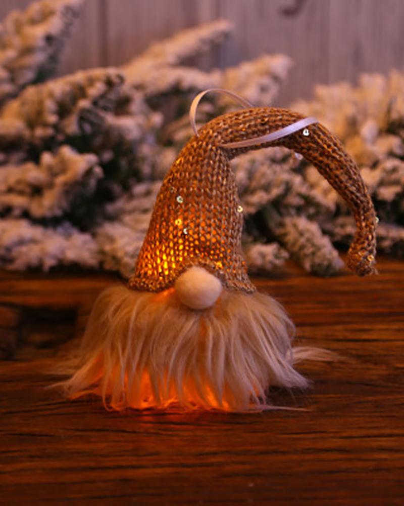 

Christmas Gnome Lamp Hanging Plush Elf Doll Night Light Ornament, Coffee