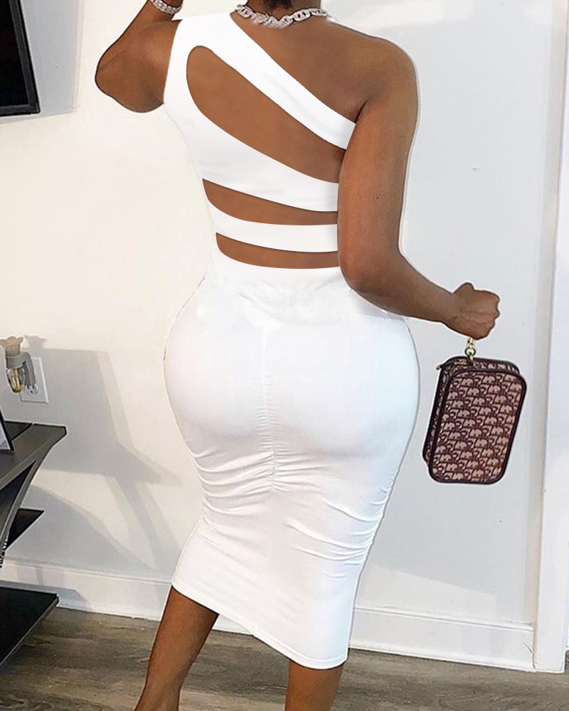 Ruched Cutout One Shoulder Bodycon Dress