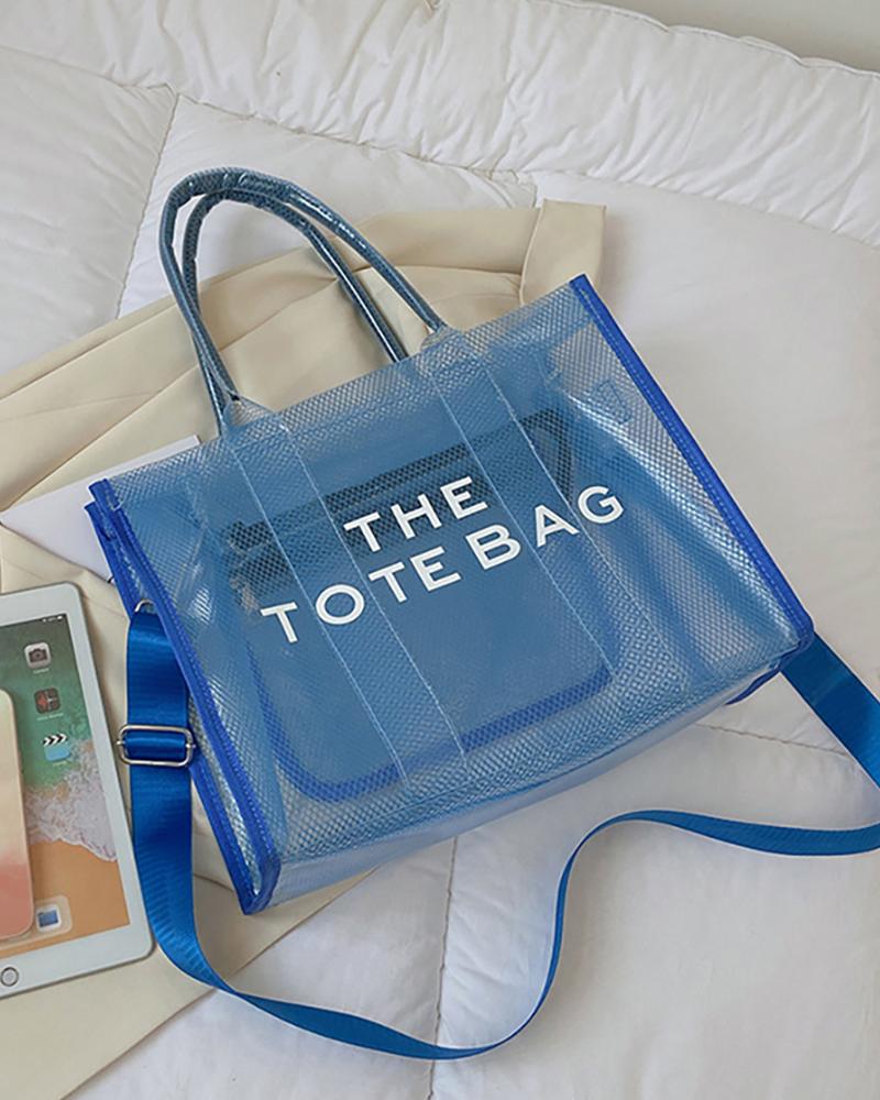 

Travel Versatile Transparent Shoulder Tote Bags, Blue