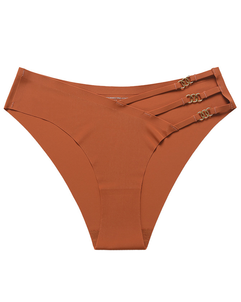 

Triple-Ring Decor Seamless Panty, Orange