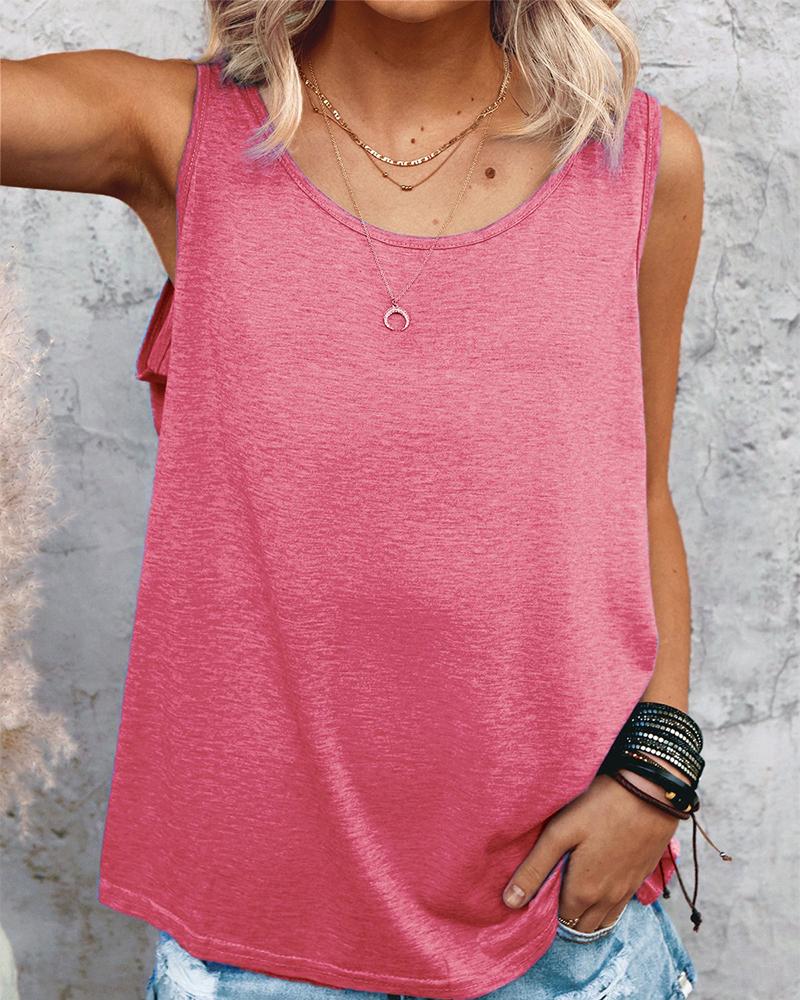 

Solid Sleeveless Loose Tanks, Pink