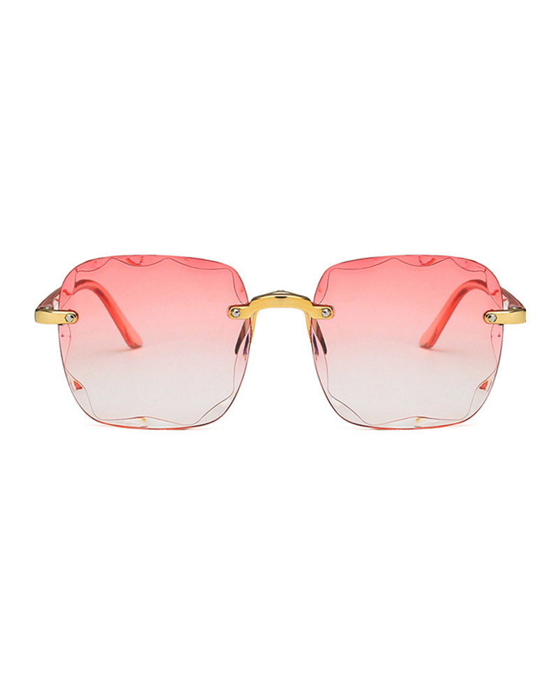 

1Pair Square Rimless Tinted Lens Sunglasses, Light pink