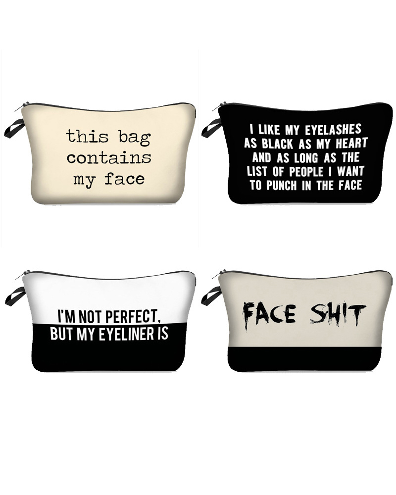

Letter Print Makeup Bag Portable Cosmetic Beauty Travel Pouch Multifunctional Case Toiletry Organizer, Style1