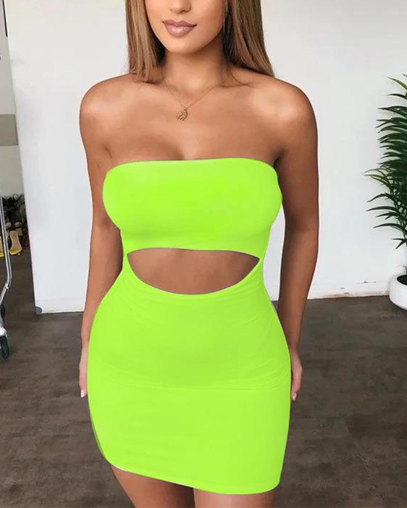 

Bandeau Cutout Front Bodycon Dress, Green