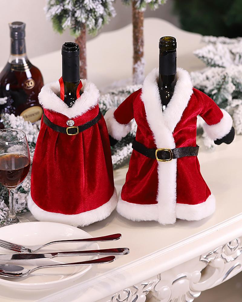 

Christmas Wine Bottle Dress & Skirt Wine Bottles Cover Decorations For Home Holiday Party, Style1