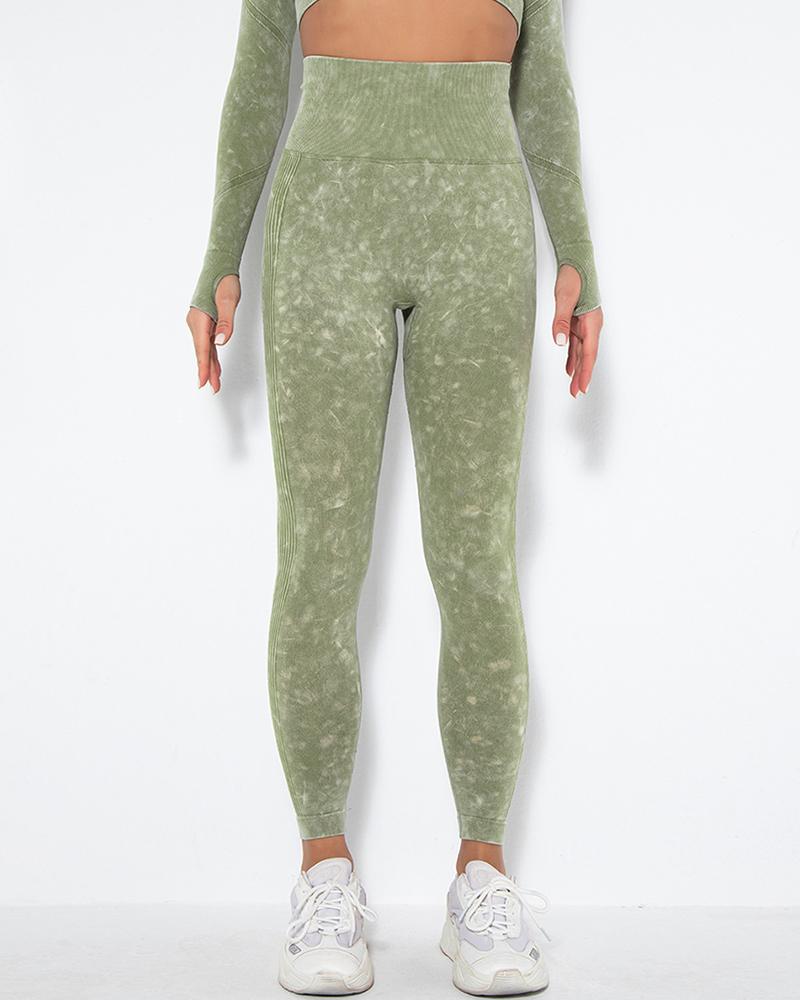 

Solid Color Seamless High Waist Skinny Sexy Active Pants, Army green