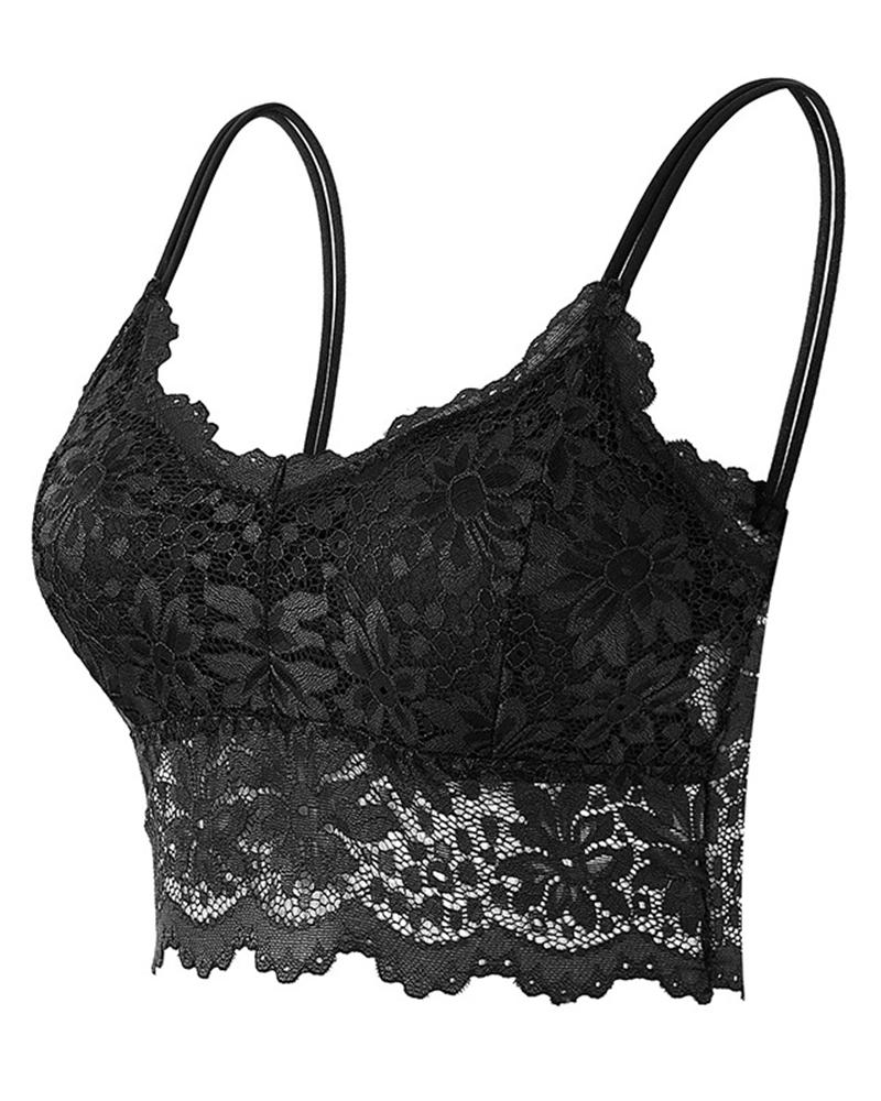 

Full Coverage Scallop Trim Wireless Lifting Bralette, Black