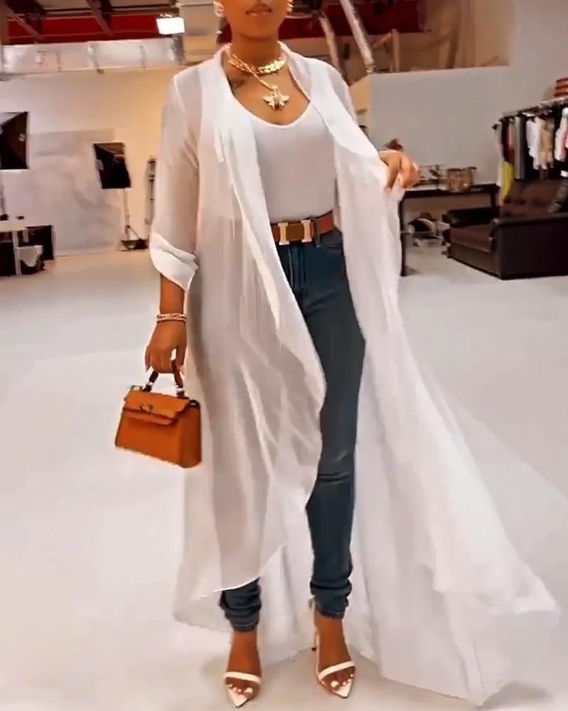 

Long Sleeve Loose Long Top, White