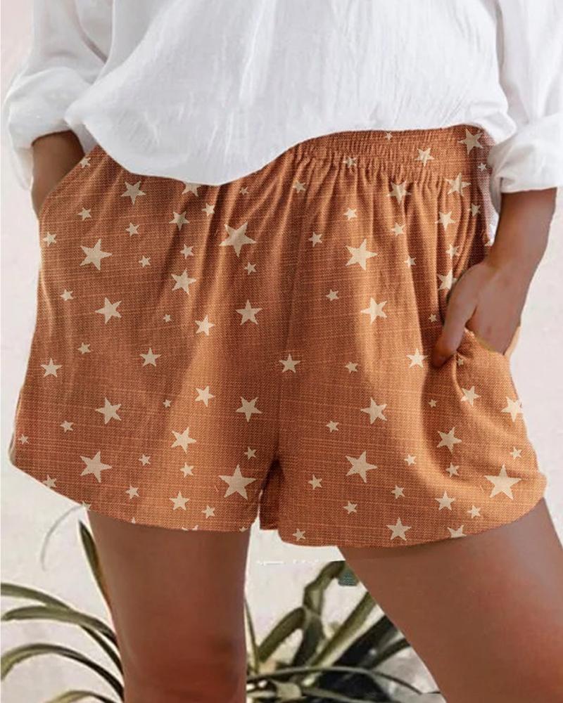 Short à taille à imprimé étoiles