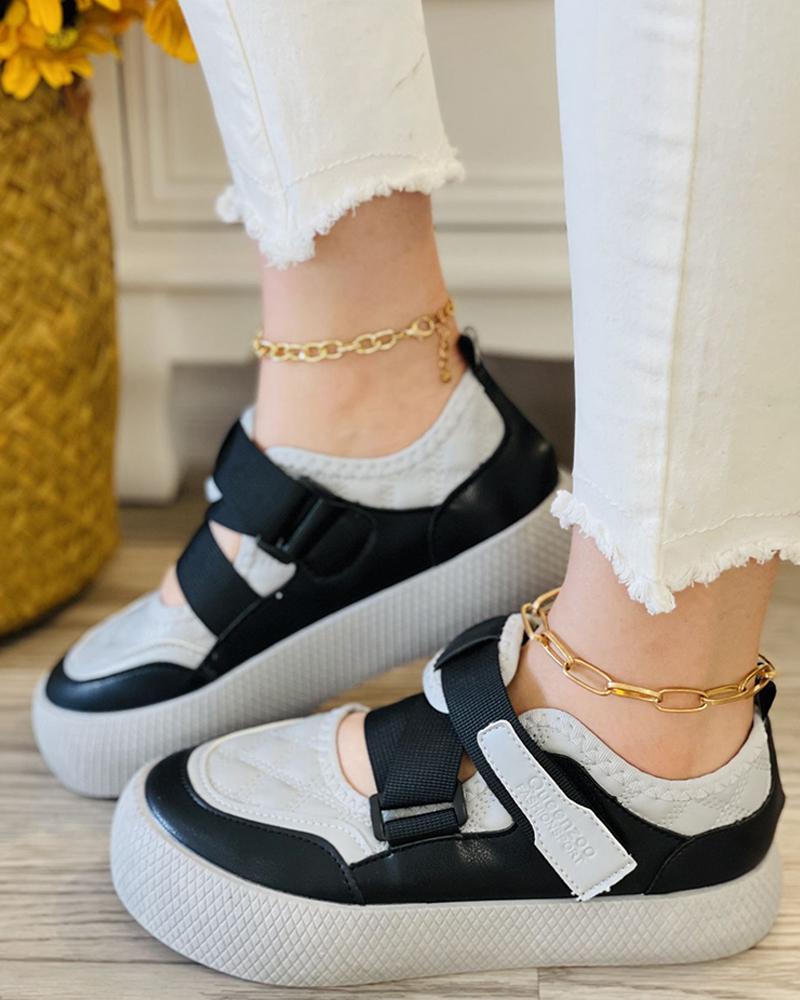 

Velcro Colorblock Quilted Muffin Sneaker, Black