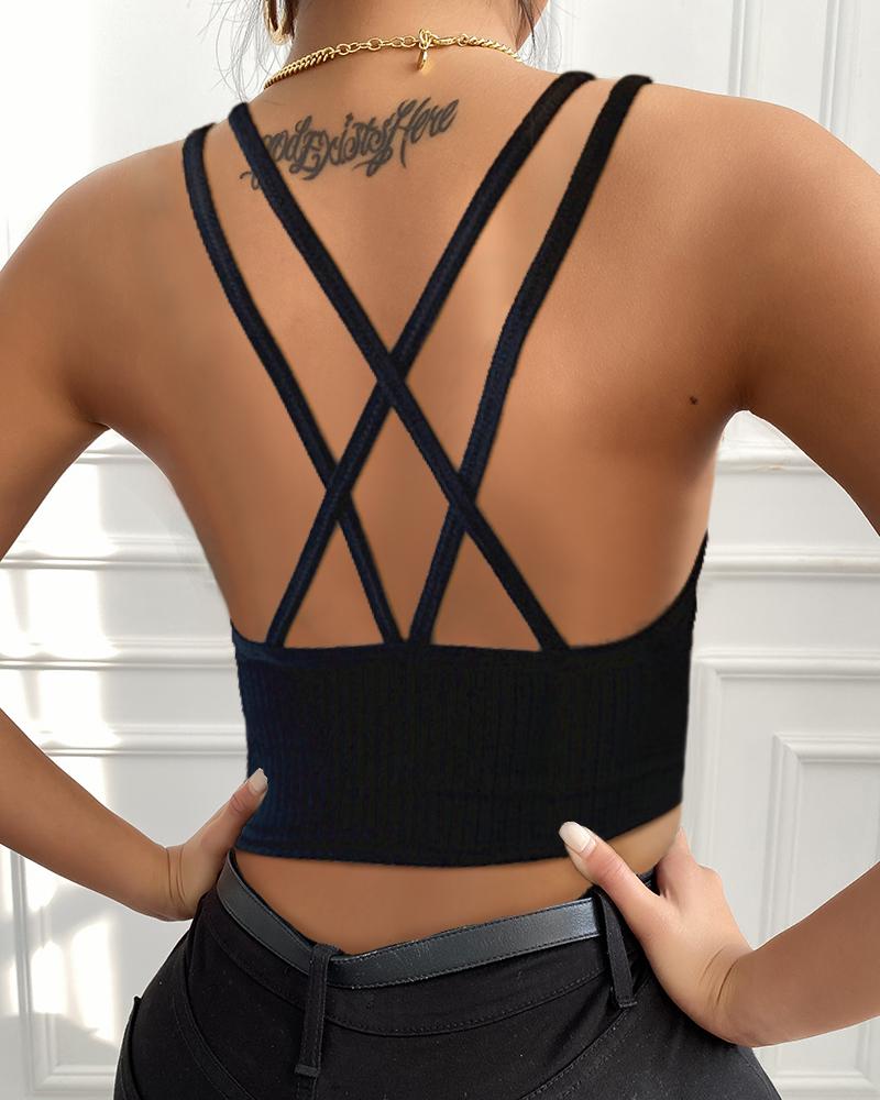 

Solid Strap Skinny Cut-out Tanks, Black