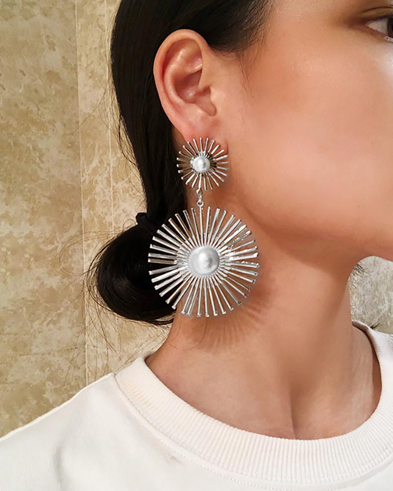 

Pearls Geometric Shaped Drop Earrings, Silver