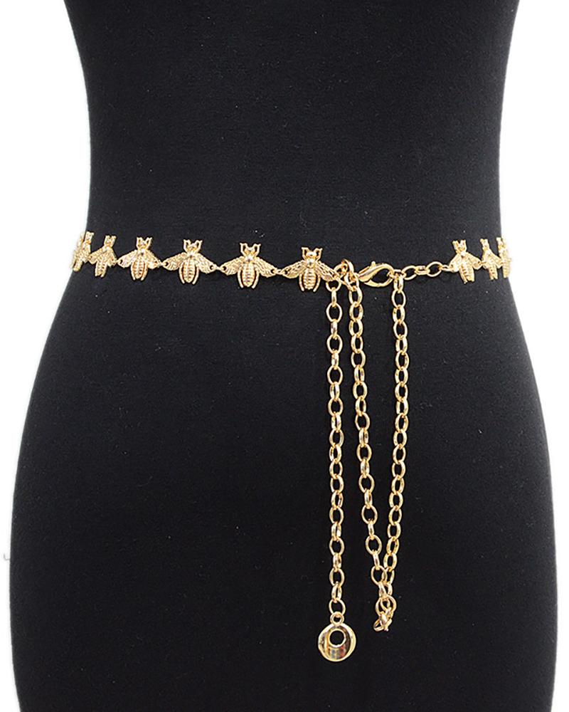 

1PCS Bee Pattern Chain Strap Belt, Gold