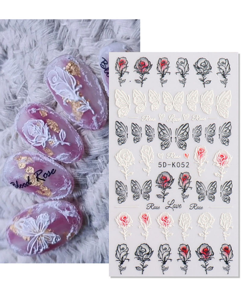 

1 Sheet Floral Butterfly Pattern Nail Art Sticker, Style3
