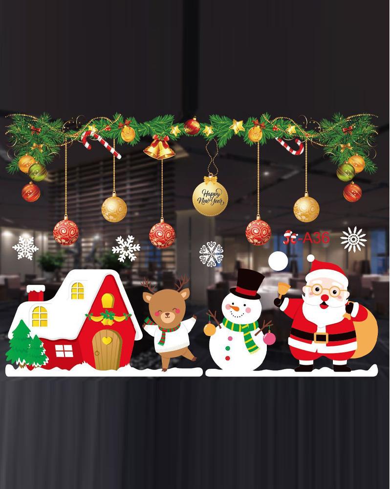 

1Roll DIY Christmas Windows Stickers Door Mural Decals Static Sticker Wall Window Clings Showcase Winter Decorations Party Supplies, Style6