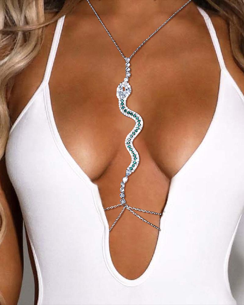 Rhinestone Decor Snake Shaped Body Chain