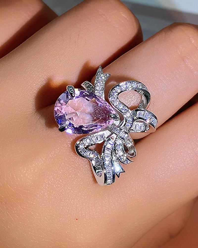

Gem Stone Bowknot Shaped Ring, Style1