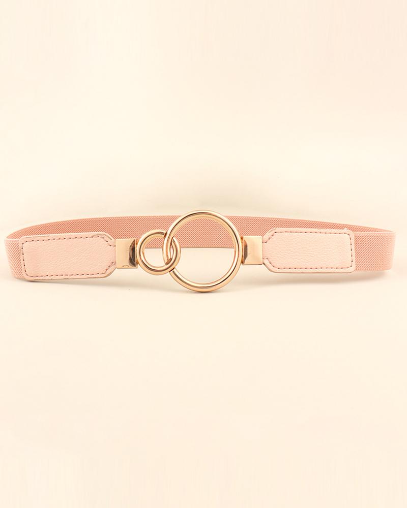 

O-Ring Elastic Waist Fashionable Belt, Pink