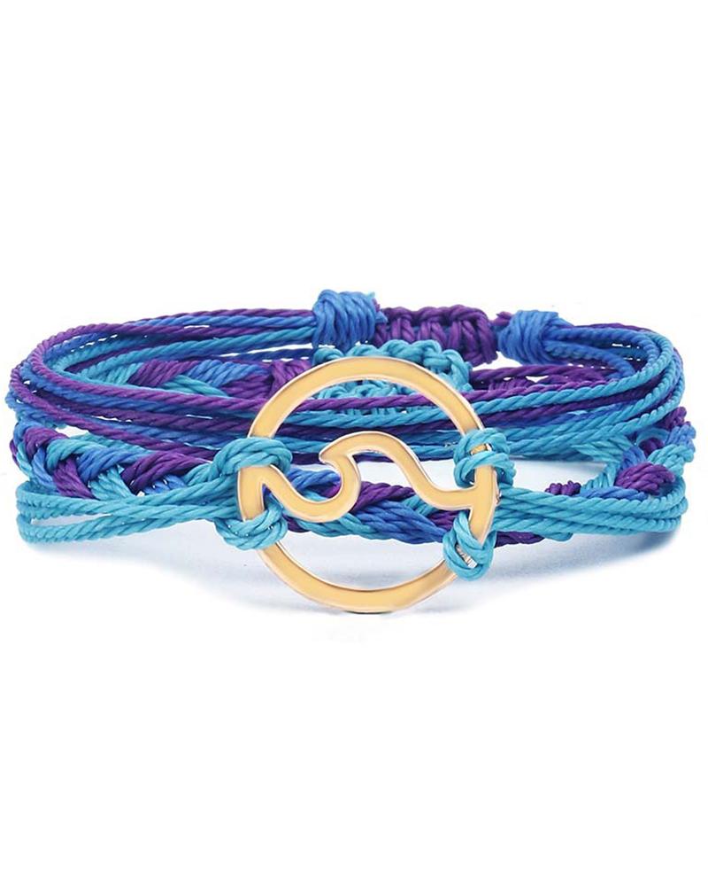 

3pcs Bohemian Colorblock Braided Bracelets Set, Purple