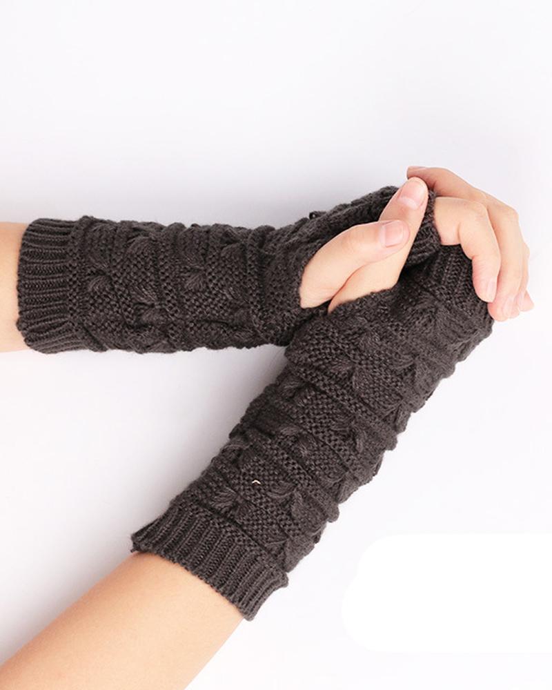 

1Pair Knit Fingerless Gloves, Dark grey