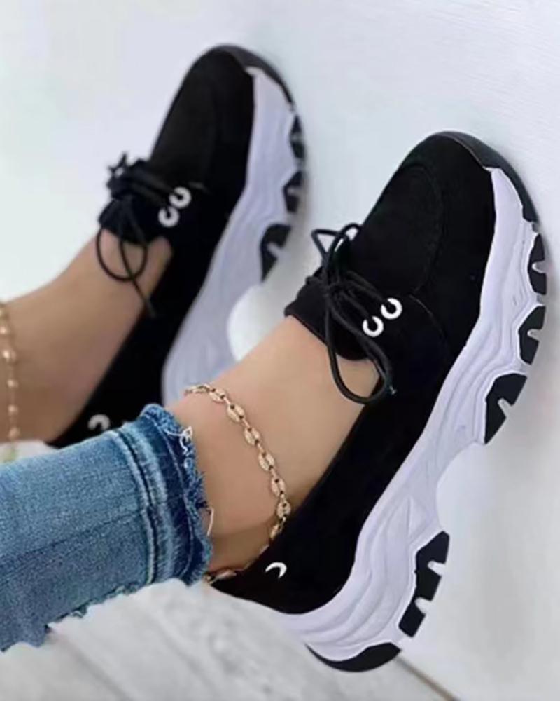 

Lace-up Slip On Casual Sneakers, Black