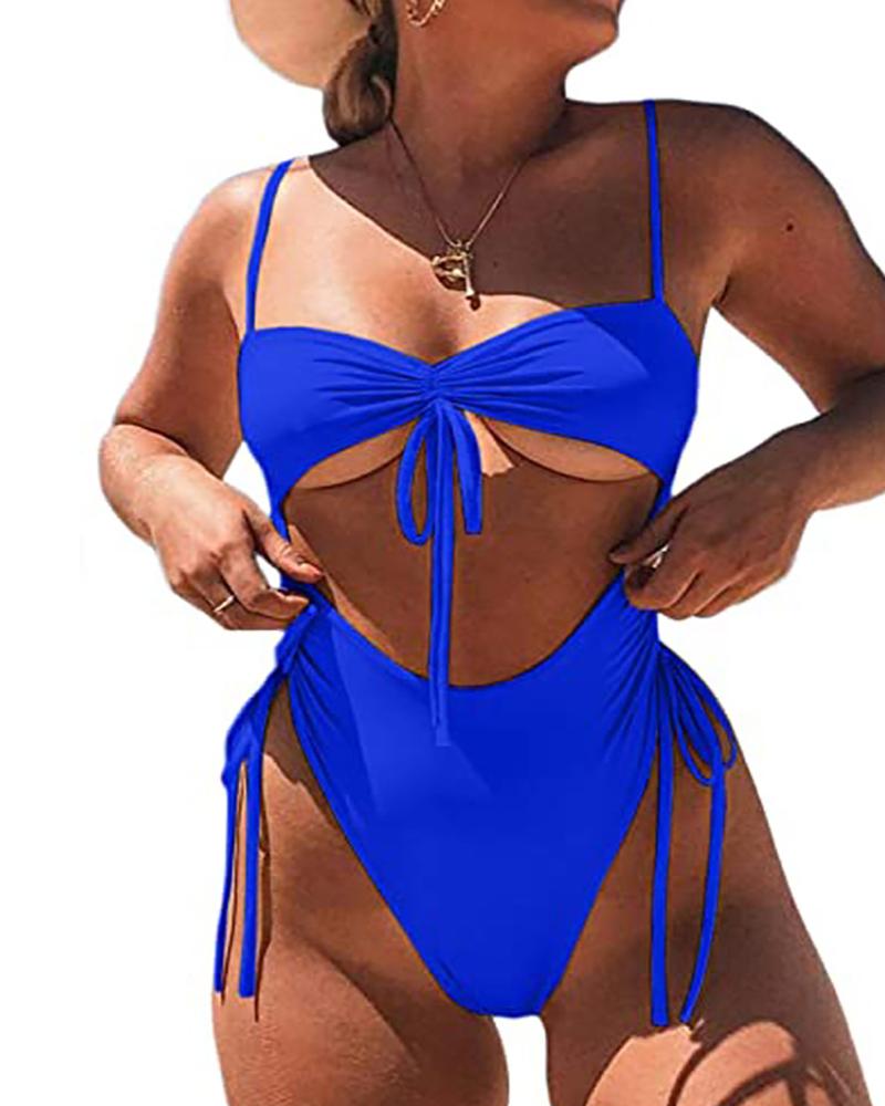 

Women Sexy High Waist One Piece Swimsuit Tummy Control Swimwear, Blue