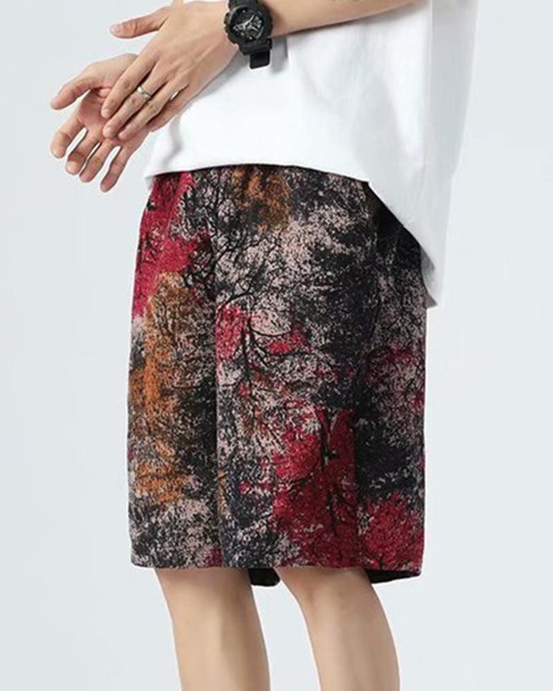 

National Style All Over Print Loose Short Pants, Multicolor