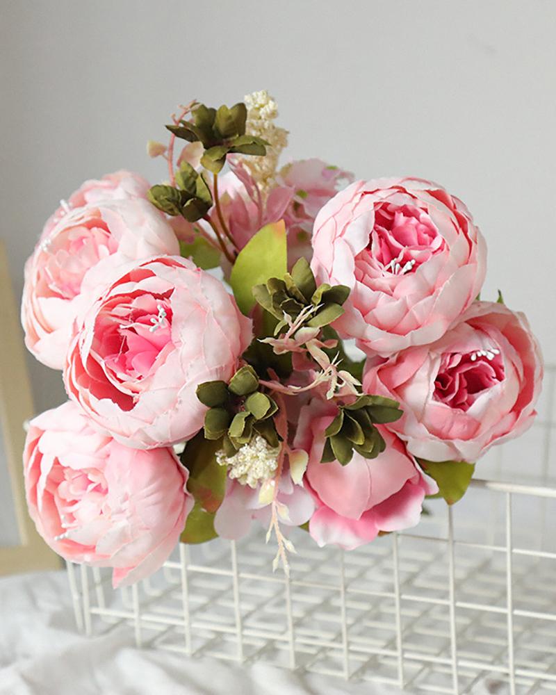 

Artificial Flowers Fake Peony Silk Flowers Realistic Flower Bouquet Table Decorative Arrangements for Home Party Office Wedding, Pink