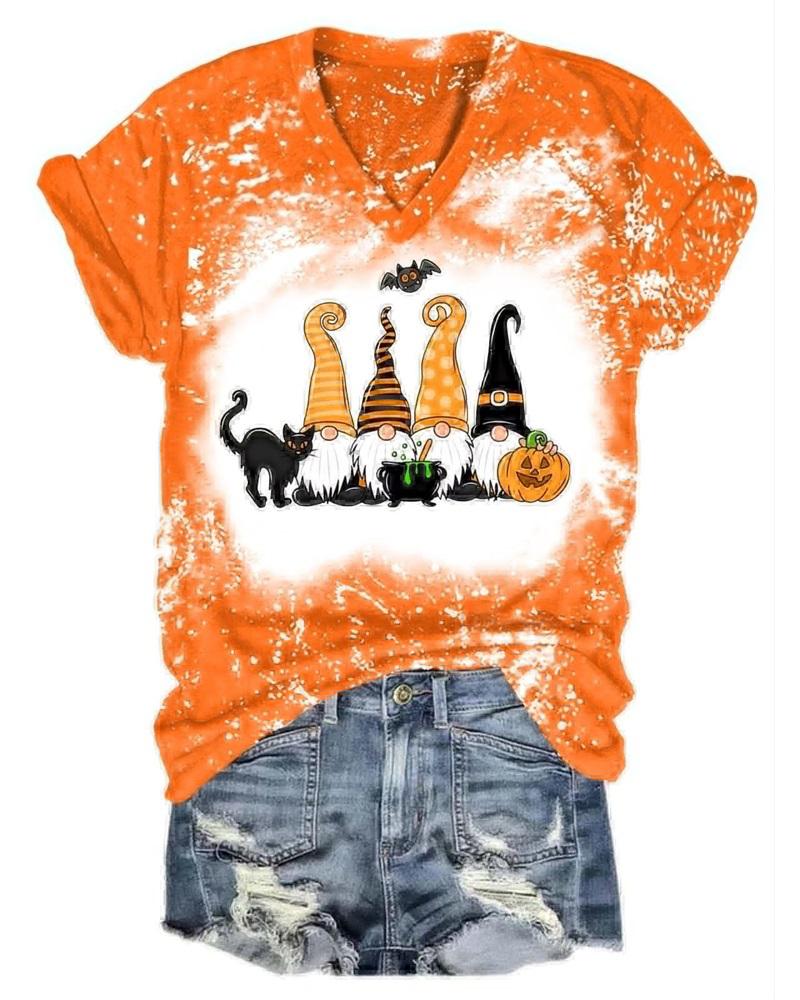 

Halloween Graphic Print Casual T-shirt, Orange