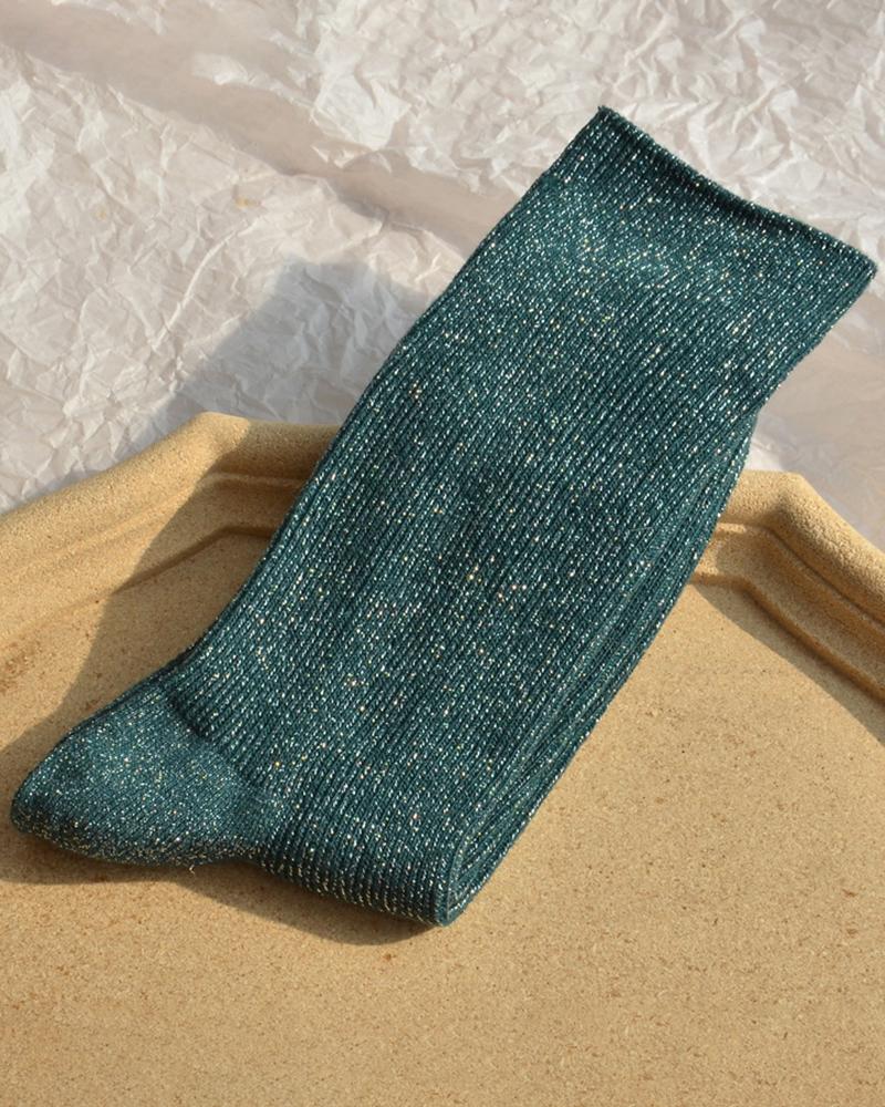 

1Pair Glitter Pastel Thermal Socks, Green