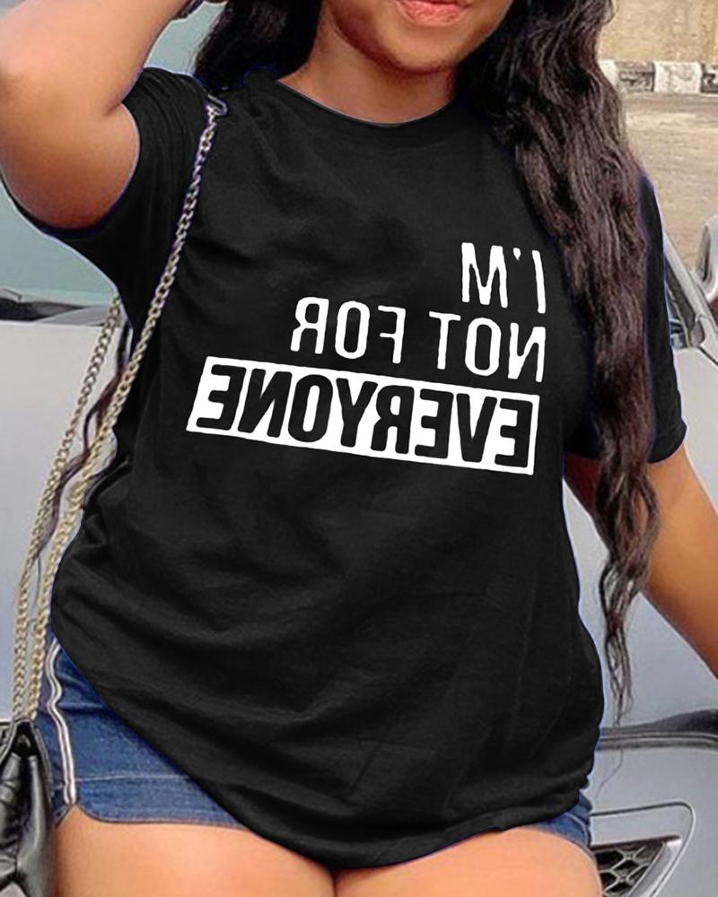 

Letter Print Short Sleeve T-shirt, Black