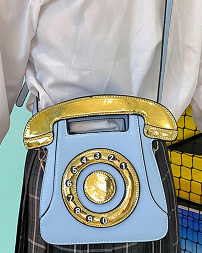 

Fashionable Funny Telephone Shaped Satchel Bag, Blue