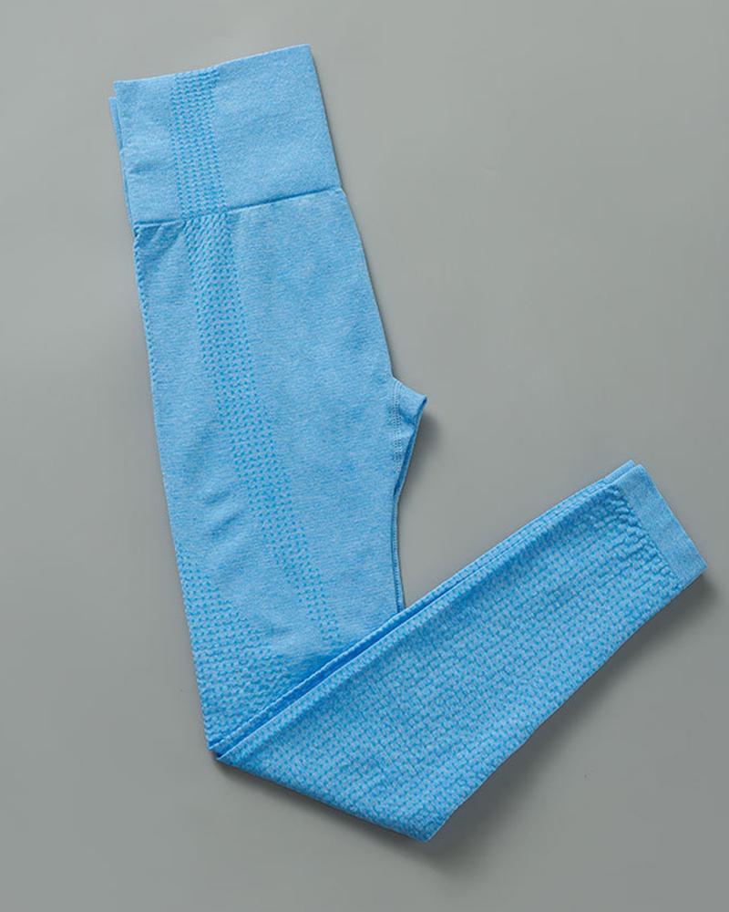 

Plain Sporty Skinny High Waist Active Pants, Blue