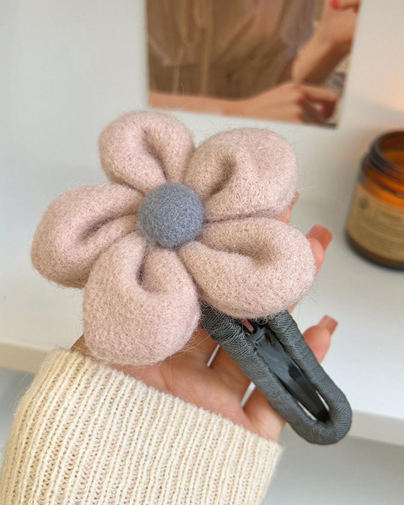 

Cute Flower Fabric Elegant Winter Fashion Jewelry Hair Clip, Pink