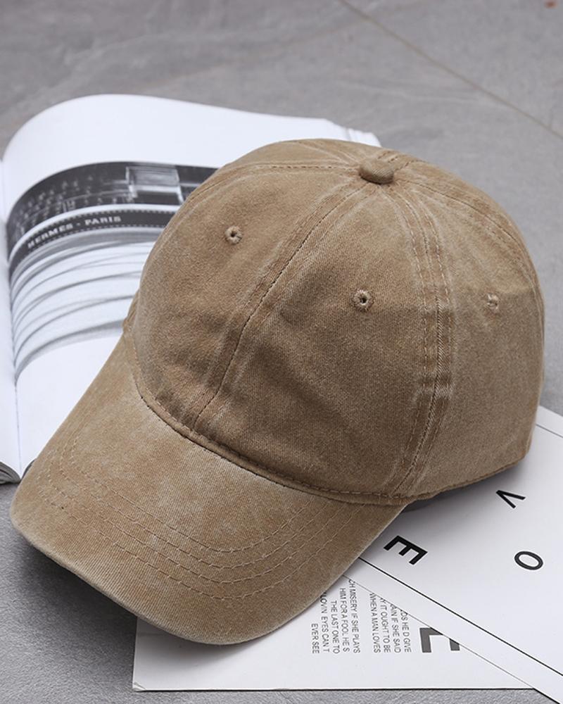 

Washed Denim Retro Baseball Cap, Khaki