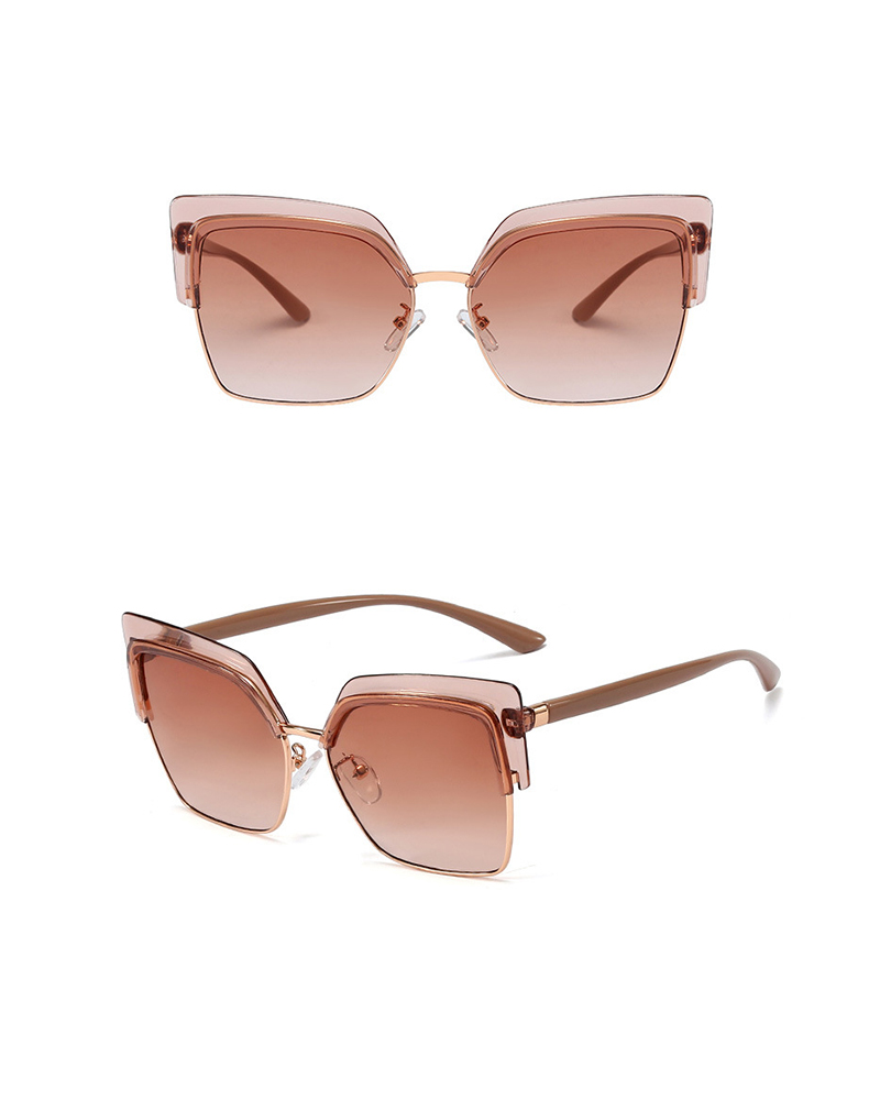 

1Pair Half Rimless Tinted Lens Sunglasses, Pink