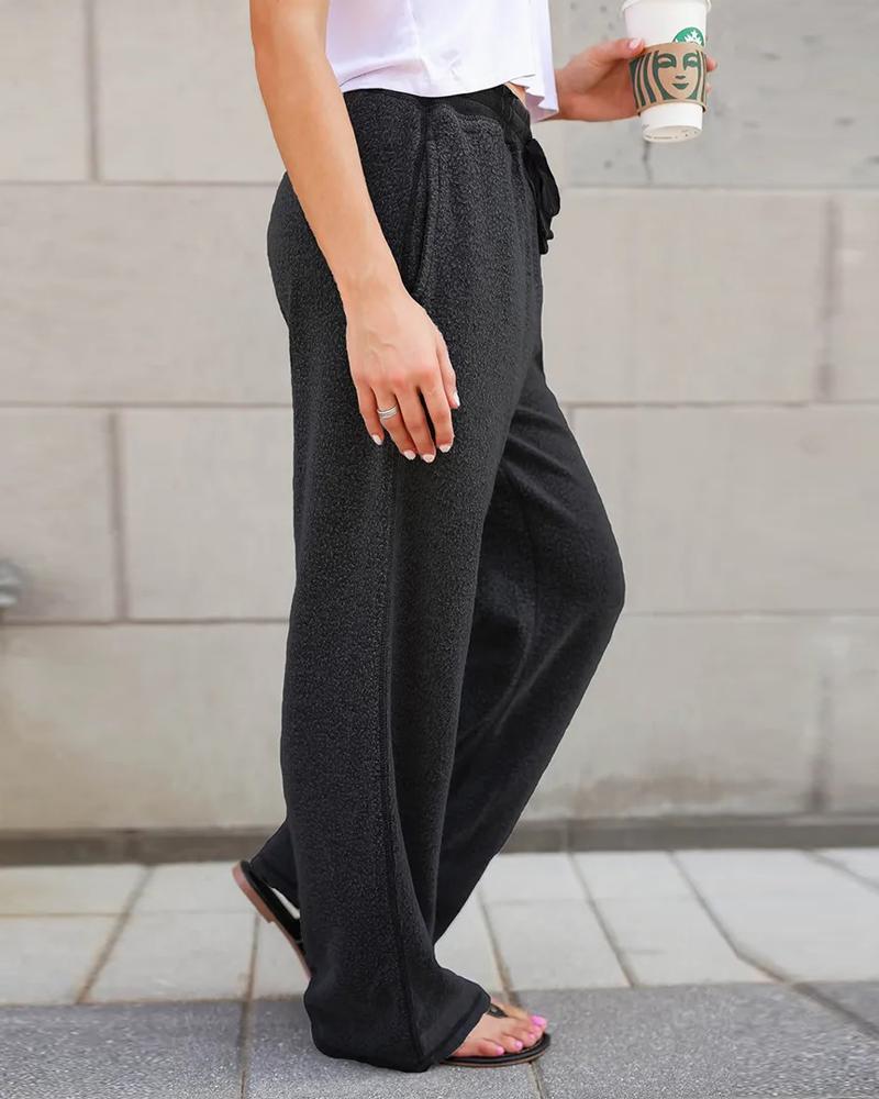 

Pocket Detail Drawstring Waist Pants, Black