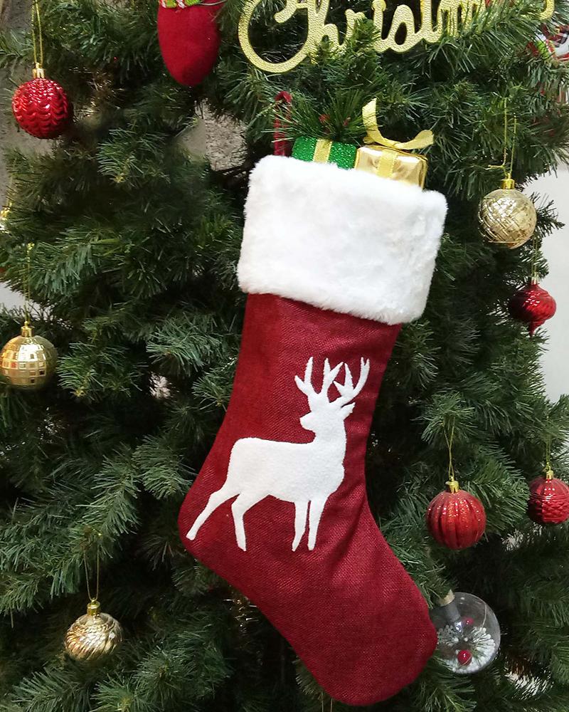 

1PCS Christmas Pattern Fluffy Socks Ornaments, Style2