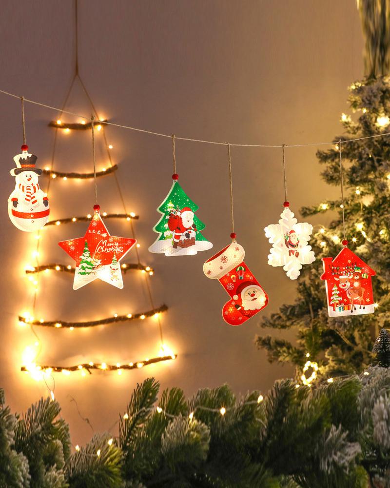 

1pc Christmas Lighted Window Decoration LED Christmas Tree Hanging Light 3D Light Ornament Christmas Indoor Outdoor Home Decoration, Style1