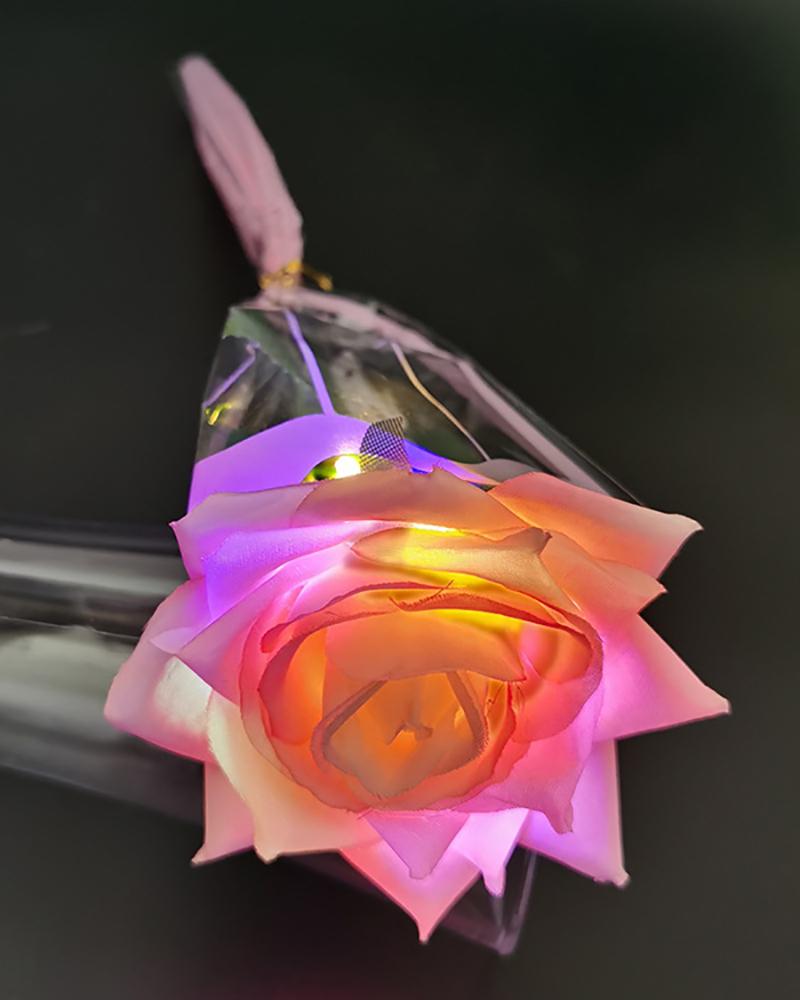 

Wedding Decoration Valentine's Day Artificial Flowers LED Rose Lasting Eternal Love Glowing Flower, Pink