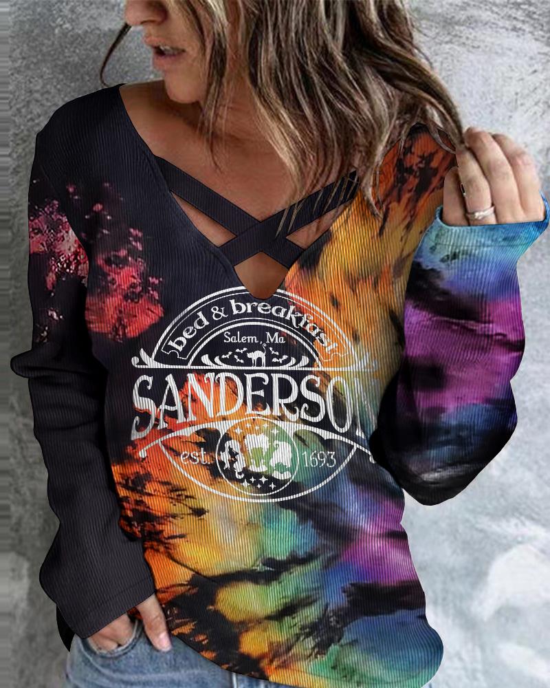 

Halloween Graphic Print Long Sleeve Top, Black