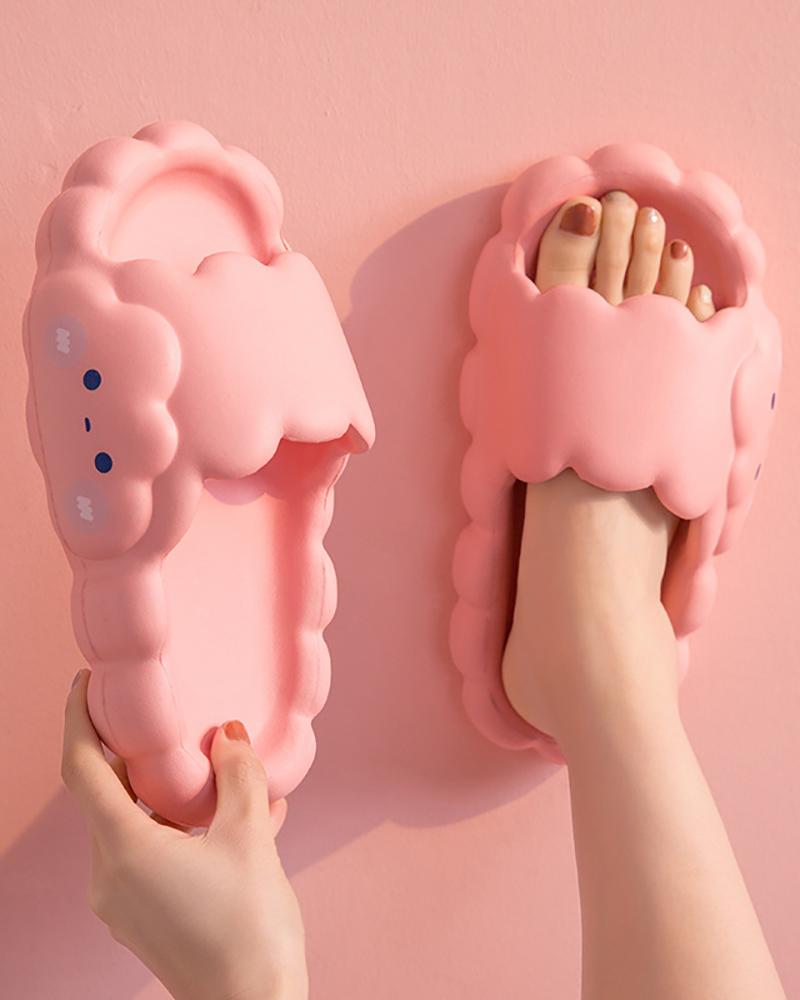 

Cloud Shy Face Shaped Soft Slippers, Pink