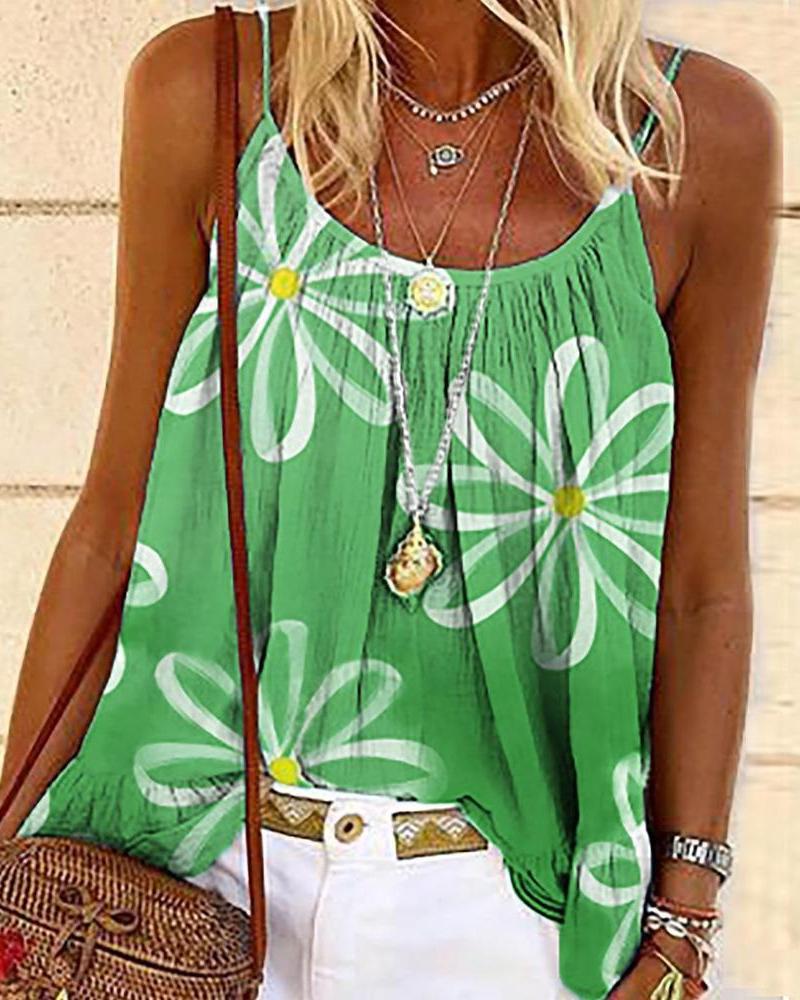 Buy Daisy Print Ruched Cami Top. Picture