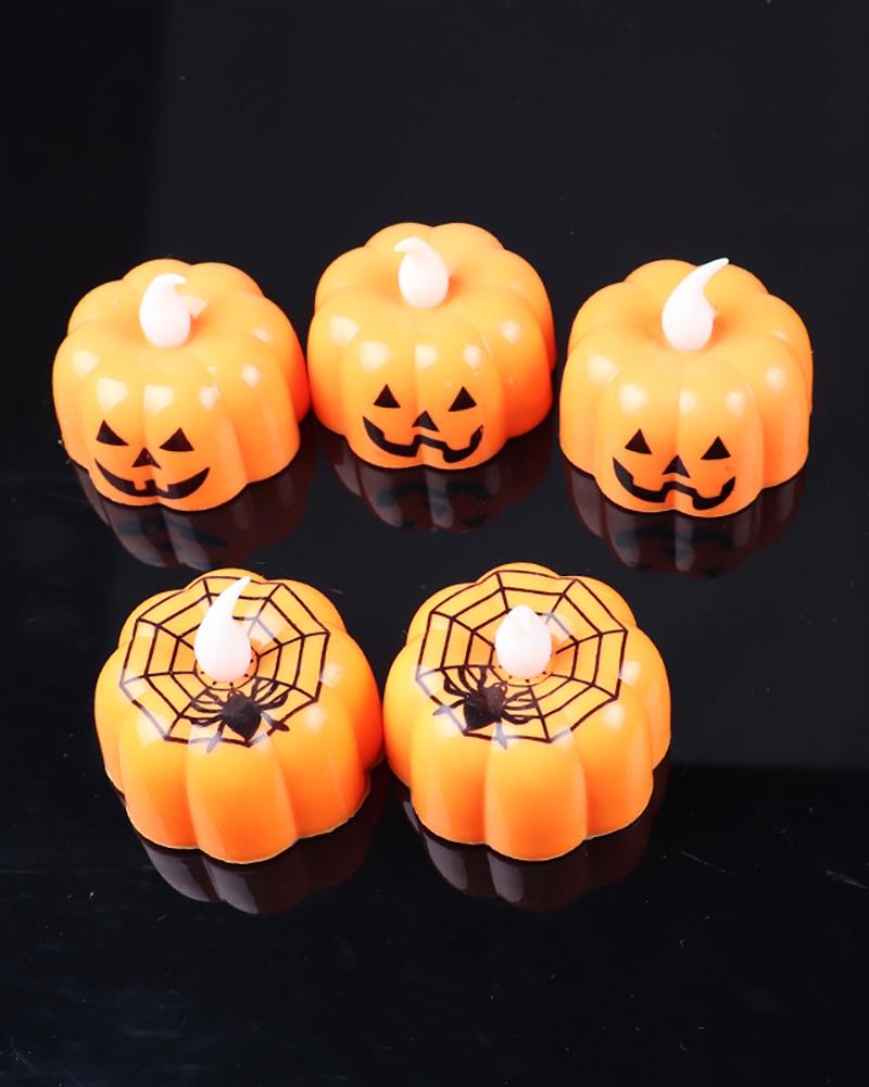 

3D Pumpkin Flameless Candles Halloween Pumpkin Candle Lights Face Spiderweb LED Tea Lights For Table Decor Halloween Wedding Decoration Party Supplies, Style2